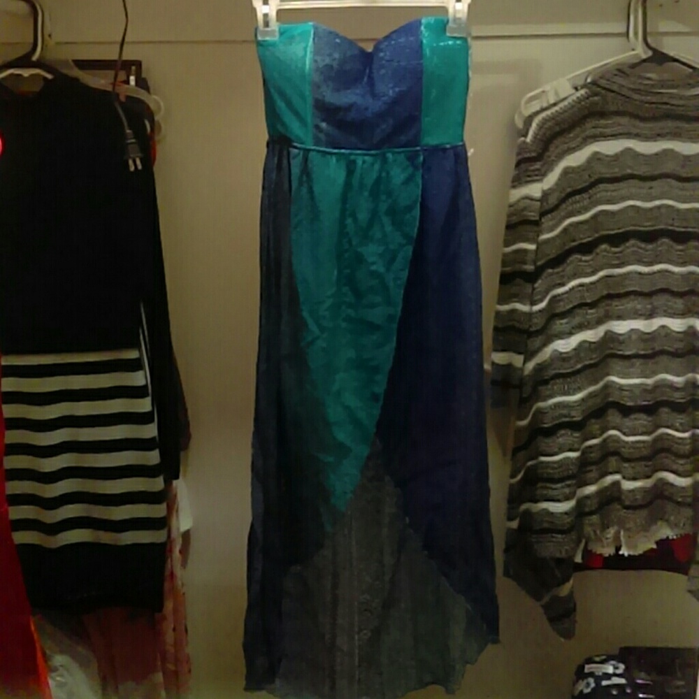 Aqua strapless dress